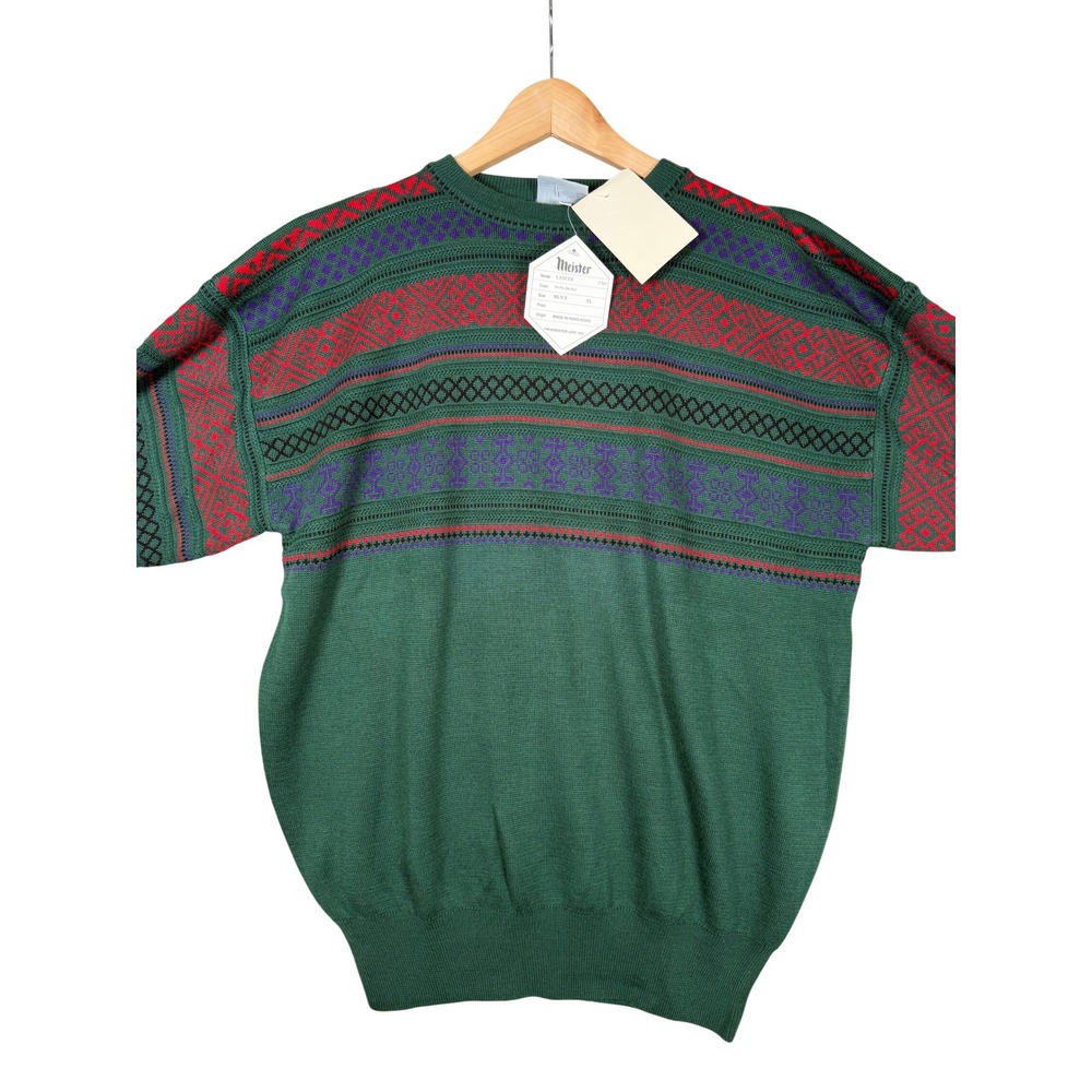 VTG Meister Lancer Sweater XL Green Ski Nordic Wool Blend Apres Ski Gorpcore NWT